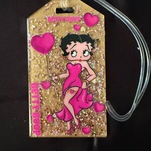 Betty Boop Pink Glittery HandMade Luggage Tag